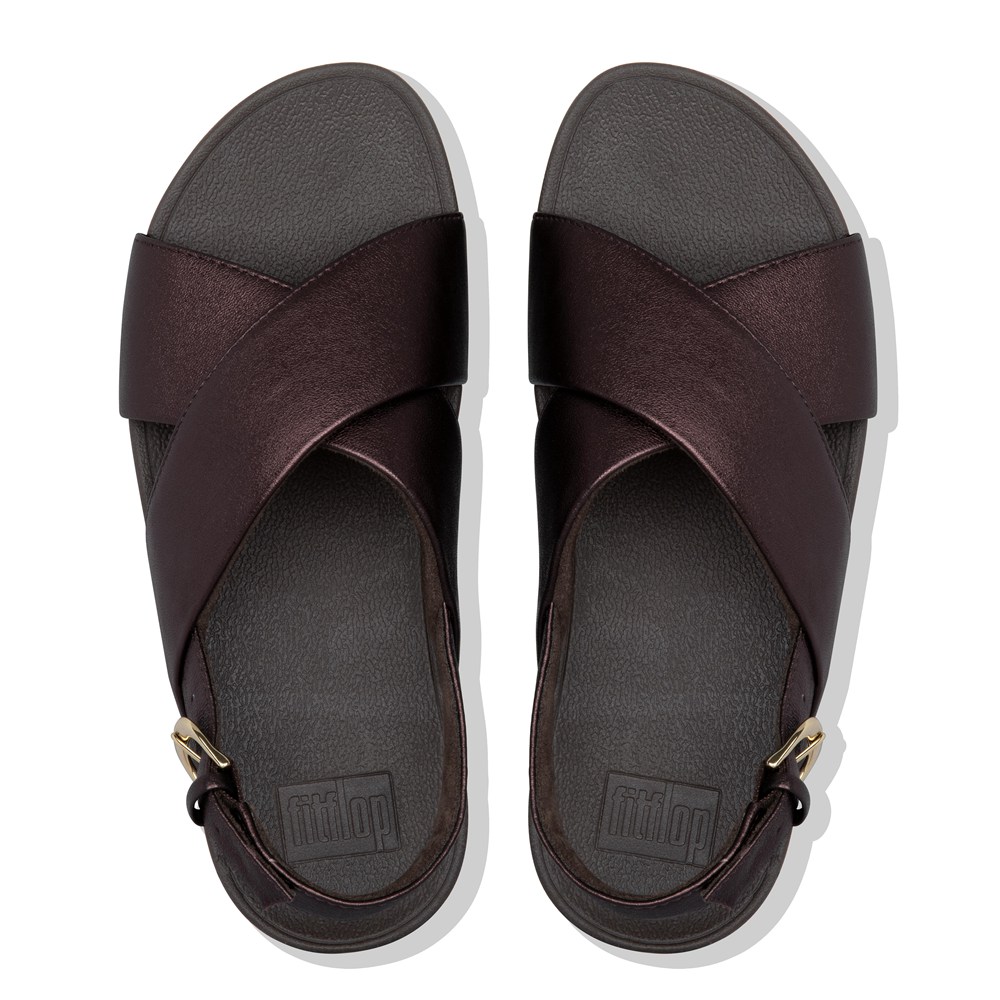 Fitflop Womens Sandals - Lulu Metallic Leather - Dark Brown - 230-HKRAUL